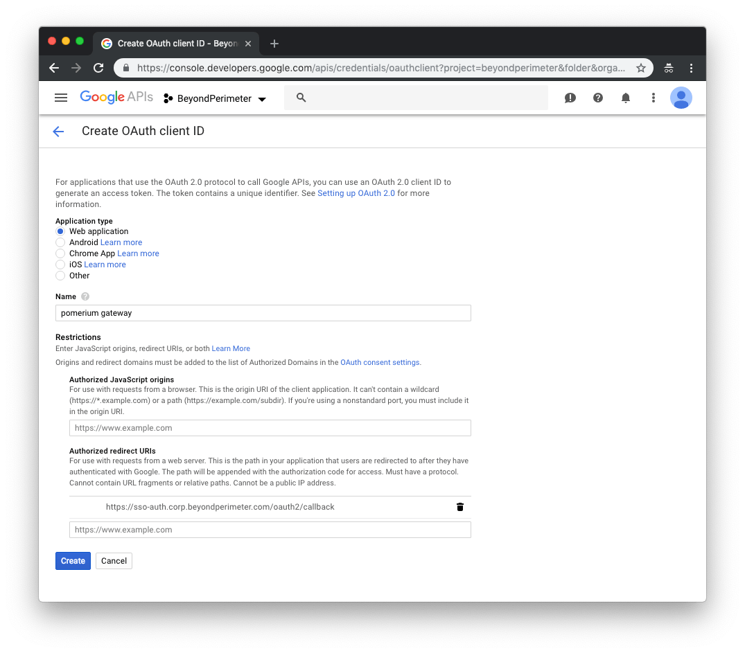 Web App Credentials Configuration