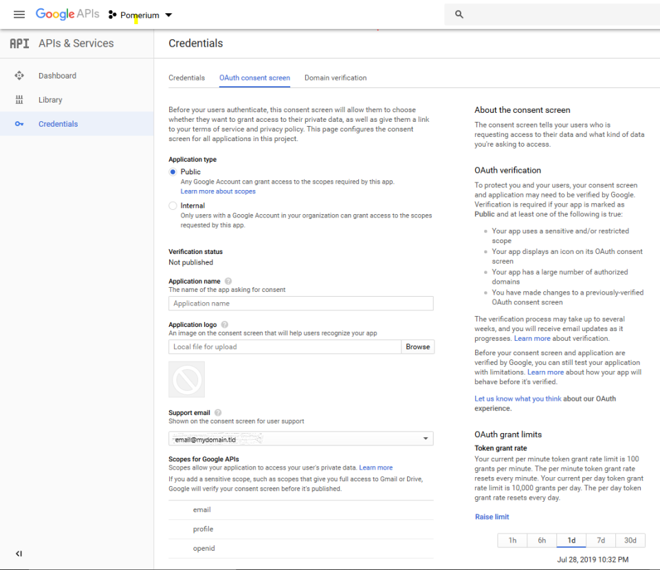 OAuth Consent Configuration